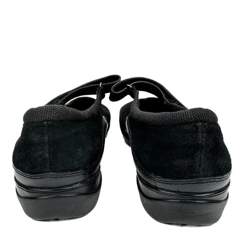 abeo Black Leather‎ Suede Orthotic Arch Support Mary Jane Comfort Shoe Sz 9.5